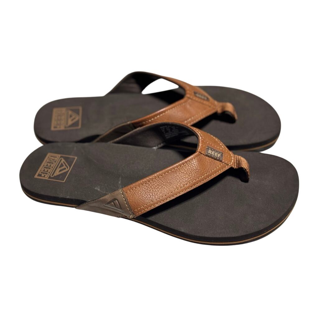 REEF Newport Vegan Leather Brown Flip Flop Size 8